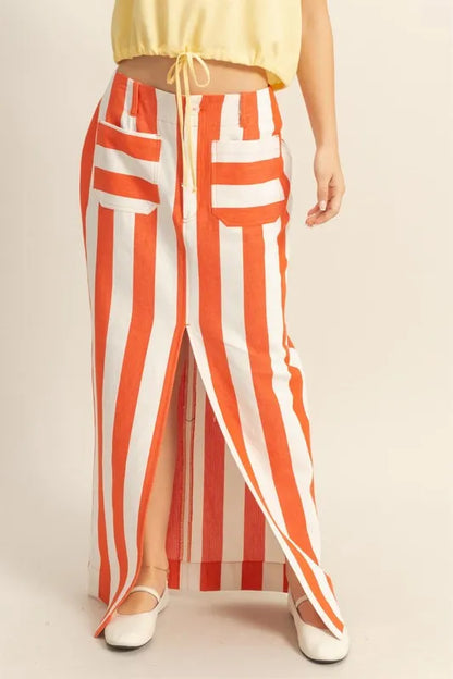 HYFVE Striped Pocket Detail Maxi Skirt - Fashorio