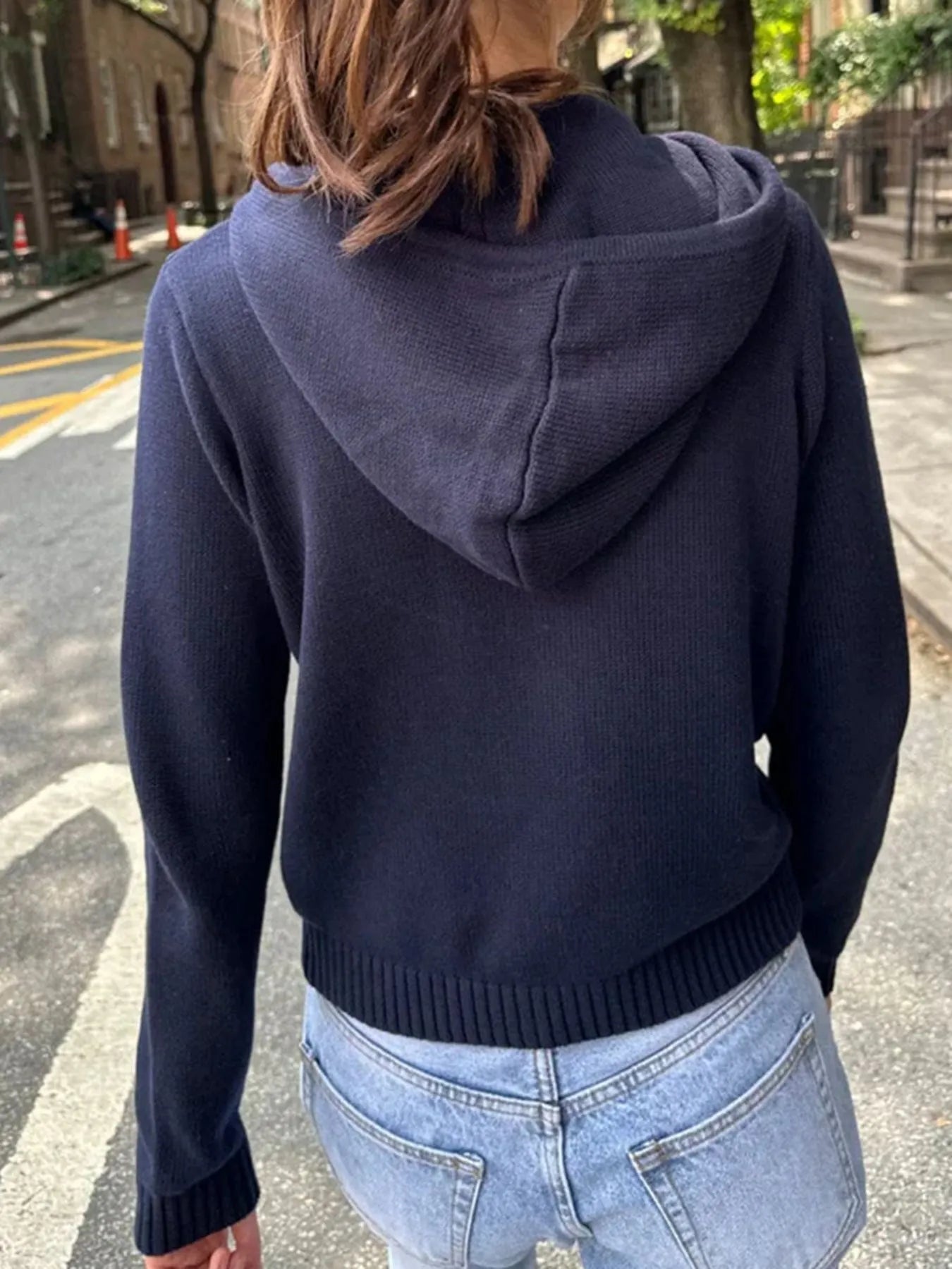 Drawstring Zip Up Long Sleeve Cardigan - Fashorio