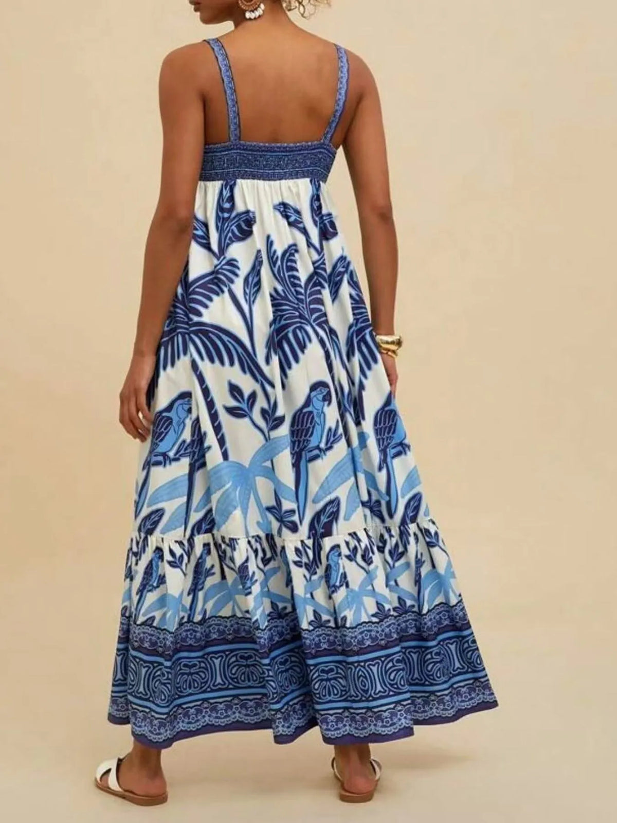 Tropical print maxi cami dress, detail view 15