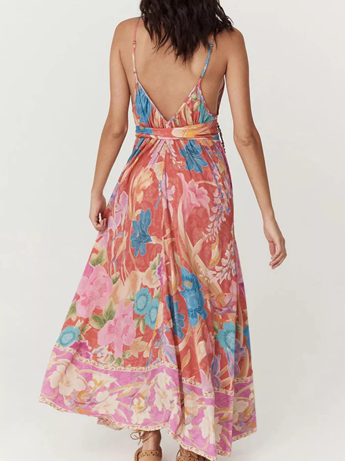Floral Print Spaghetti Strap Maxi Dress side view