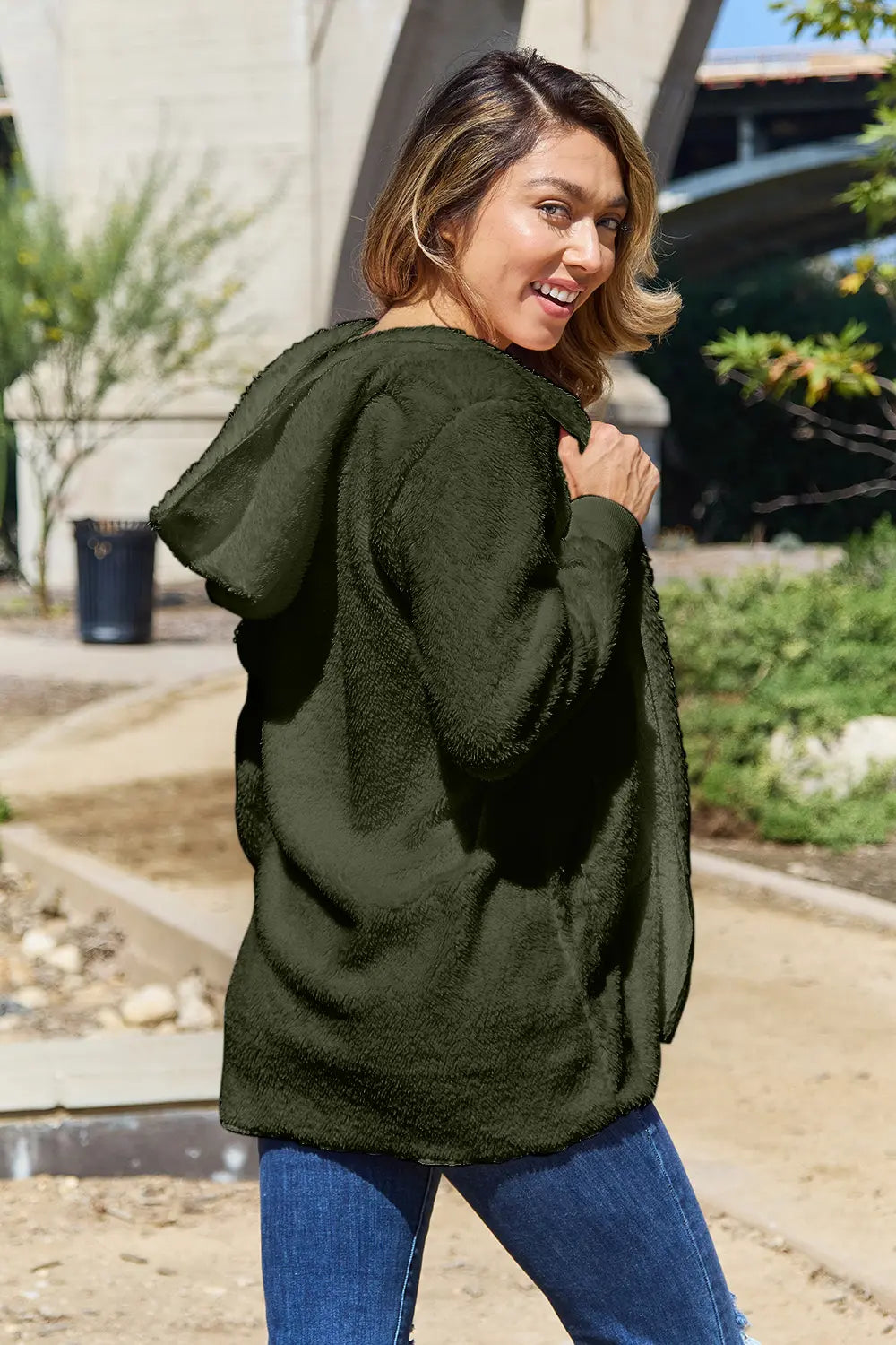 Teddy hooded jacket back view