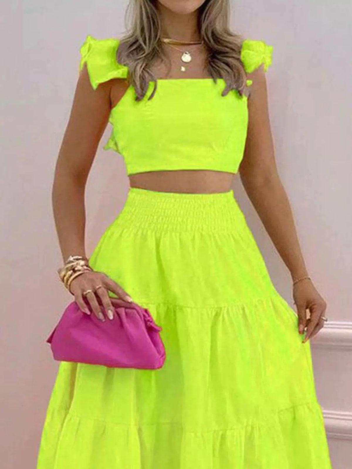 Crop top maxi set angle view