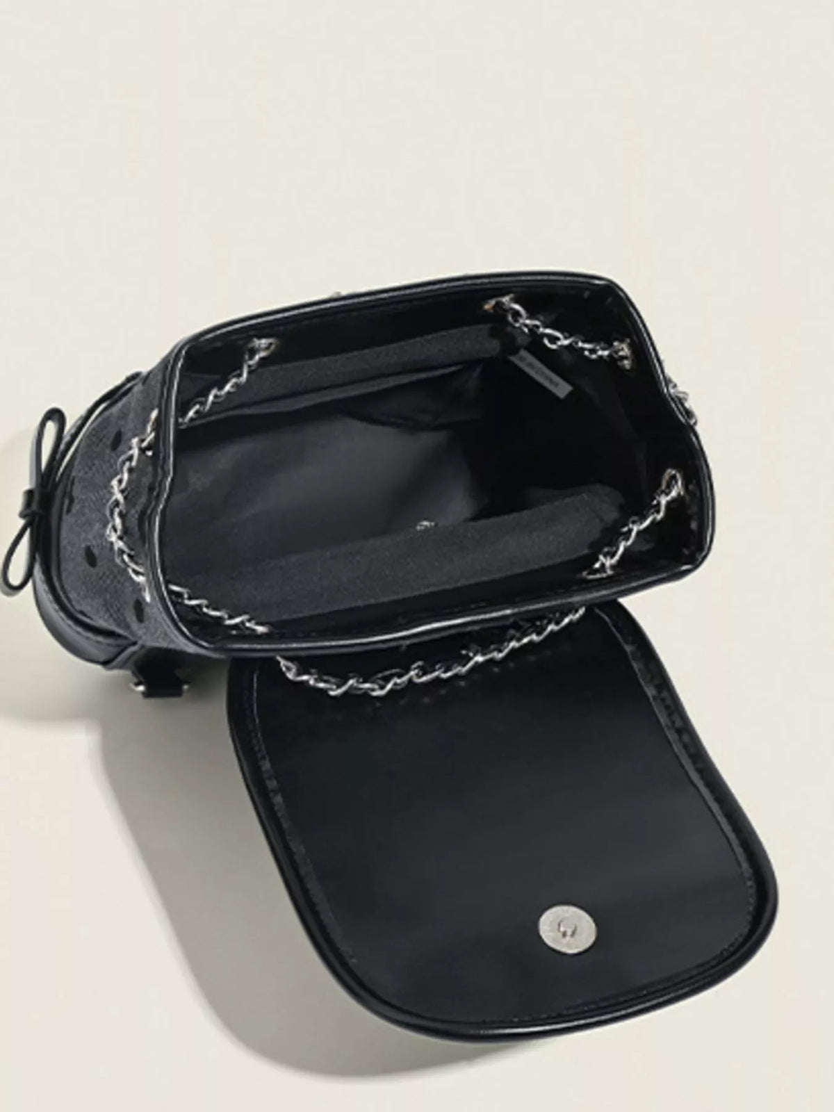 Chain detail mini backpack styled as everyday carry