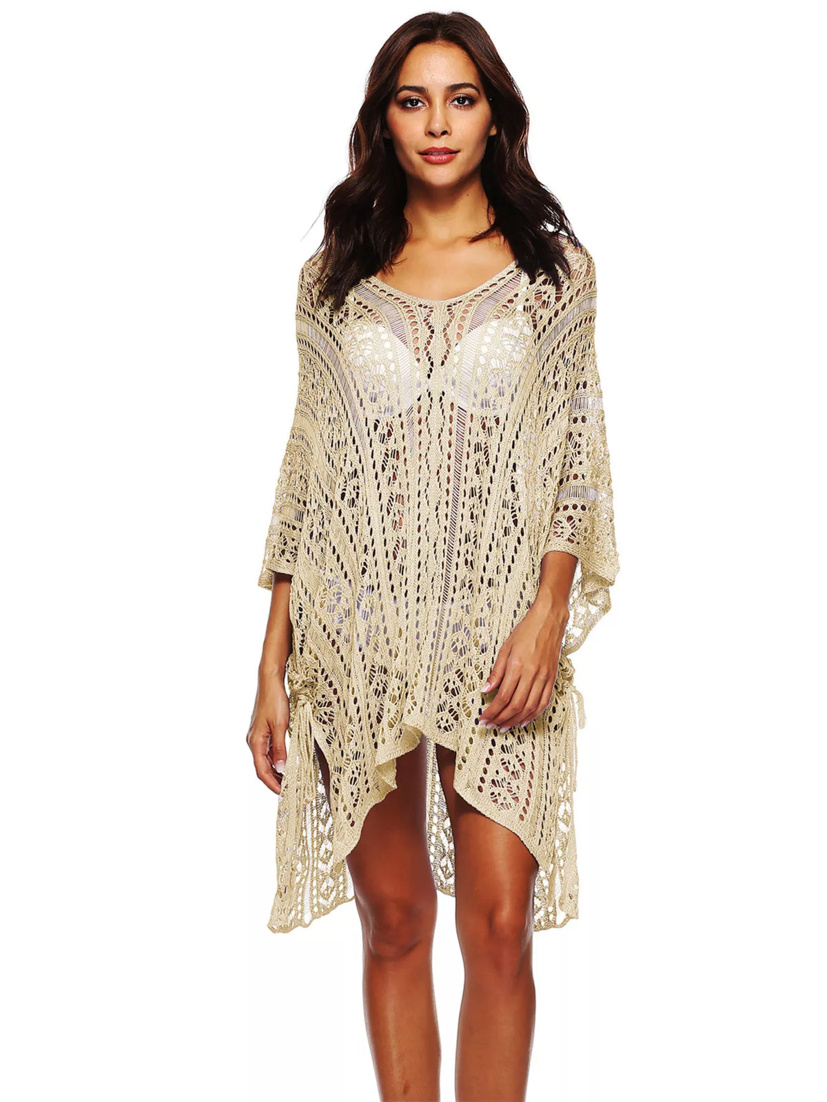 crochet knit beach cover up dress close up