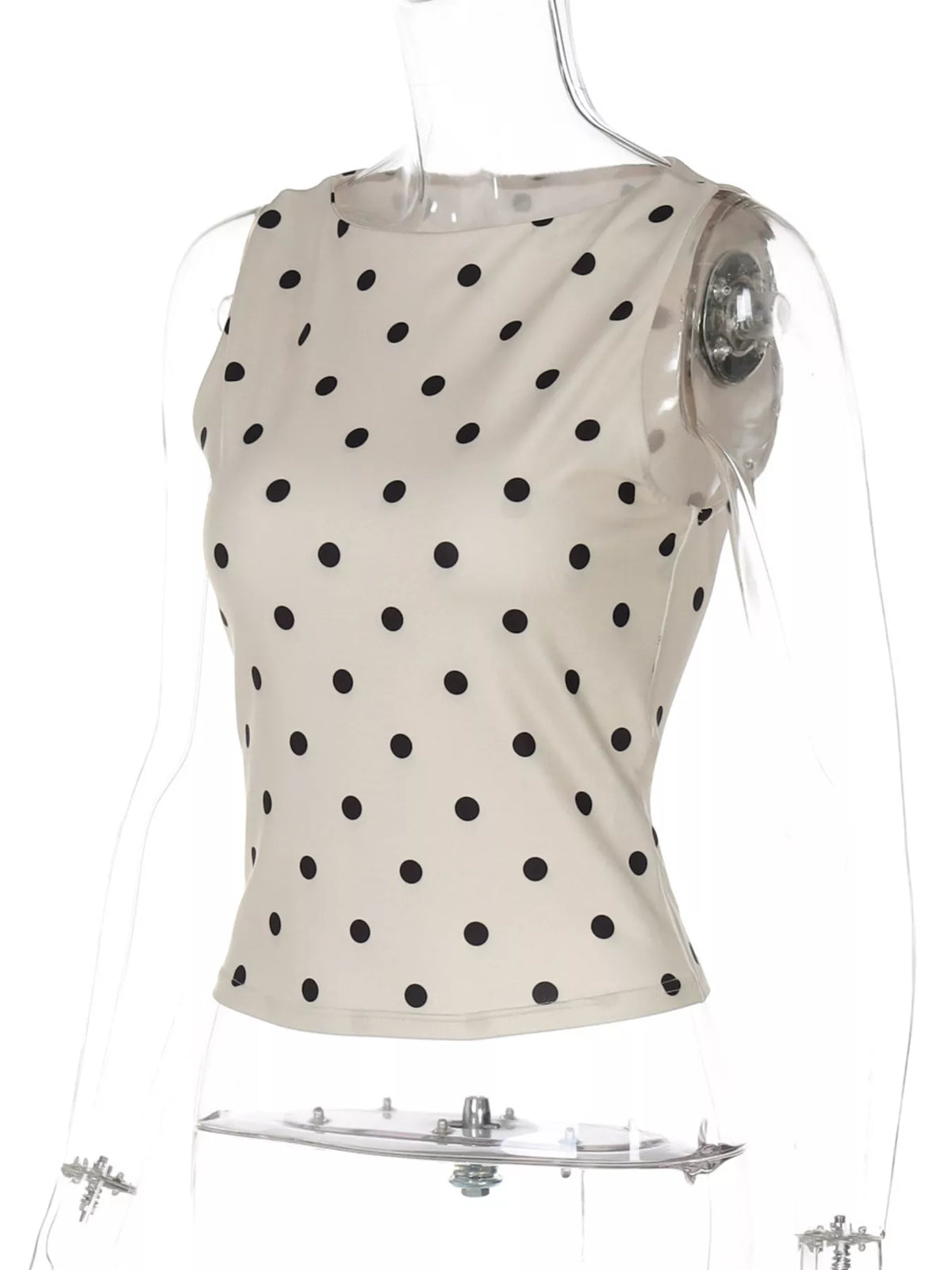 Back view of the Sable polka dot tank