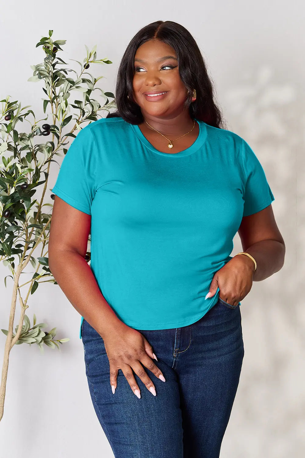Round Neck Short Sleeve T-Shirt Plus Size, view 21