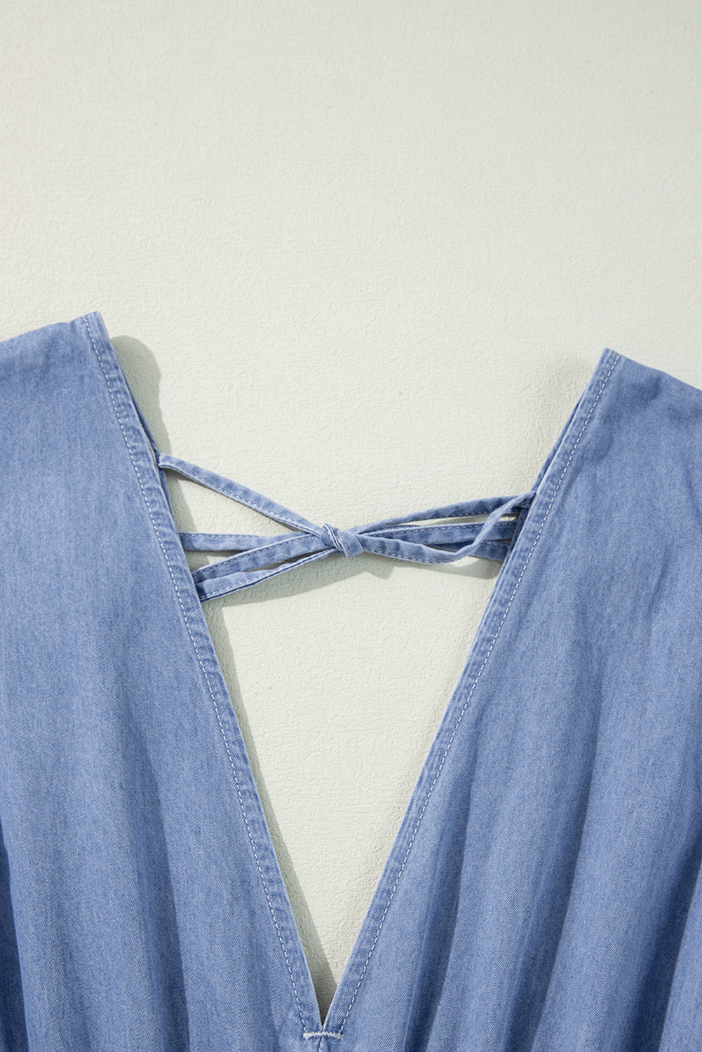 Blue chambray maxi dress bracelet sleeve detail