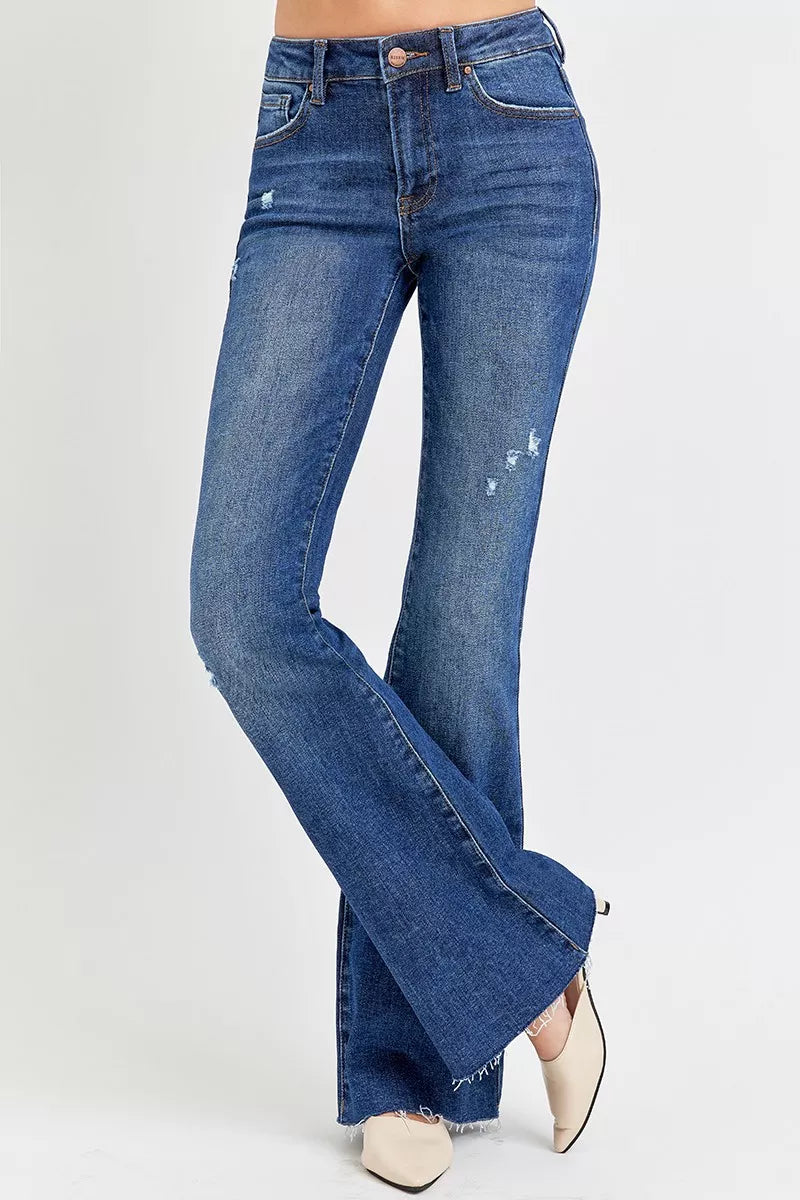 RISEN mid rise flare jeans back view