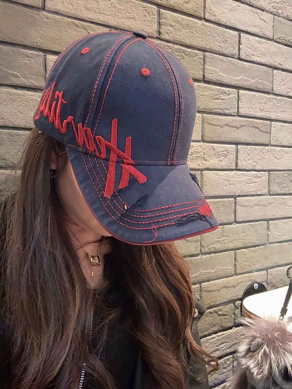 Embroidered cotton baseball cap, front view