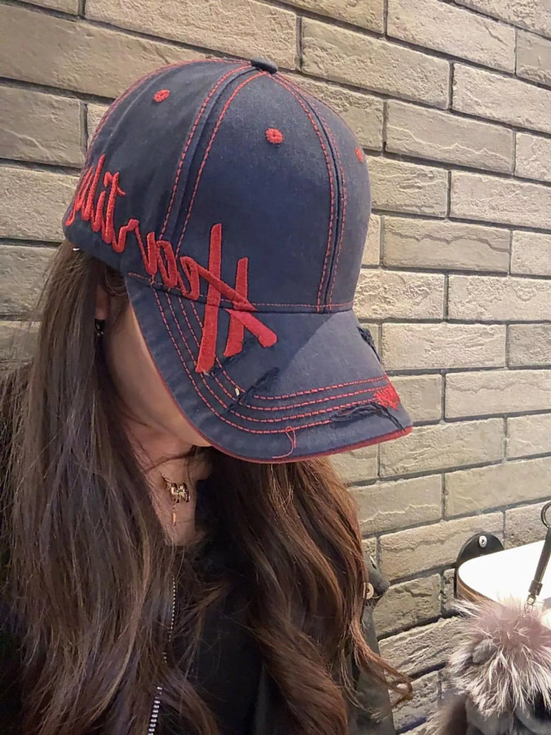 Embroidered cotton baseball cap, front view