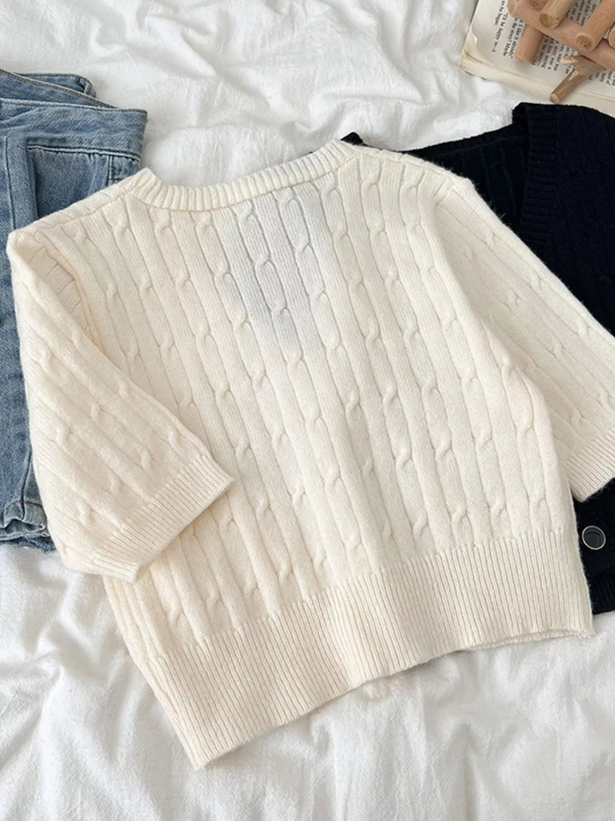 Texture knit cardigan in apricot