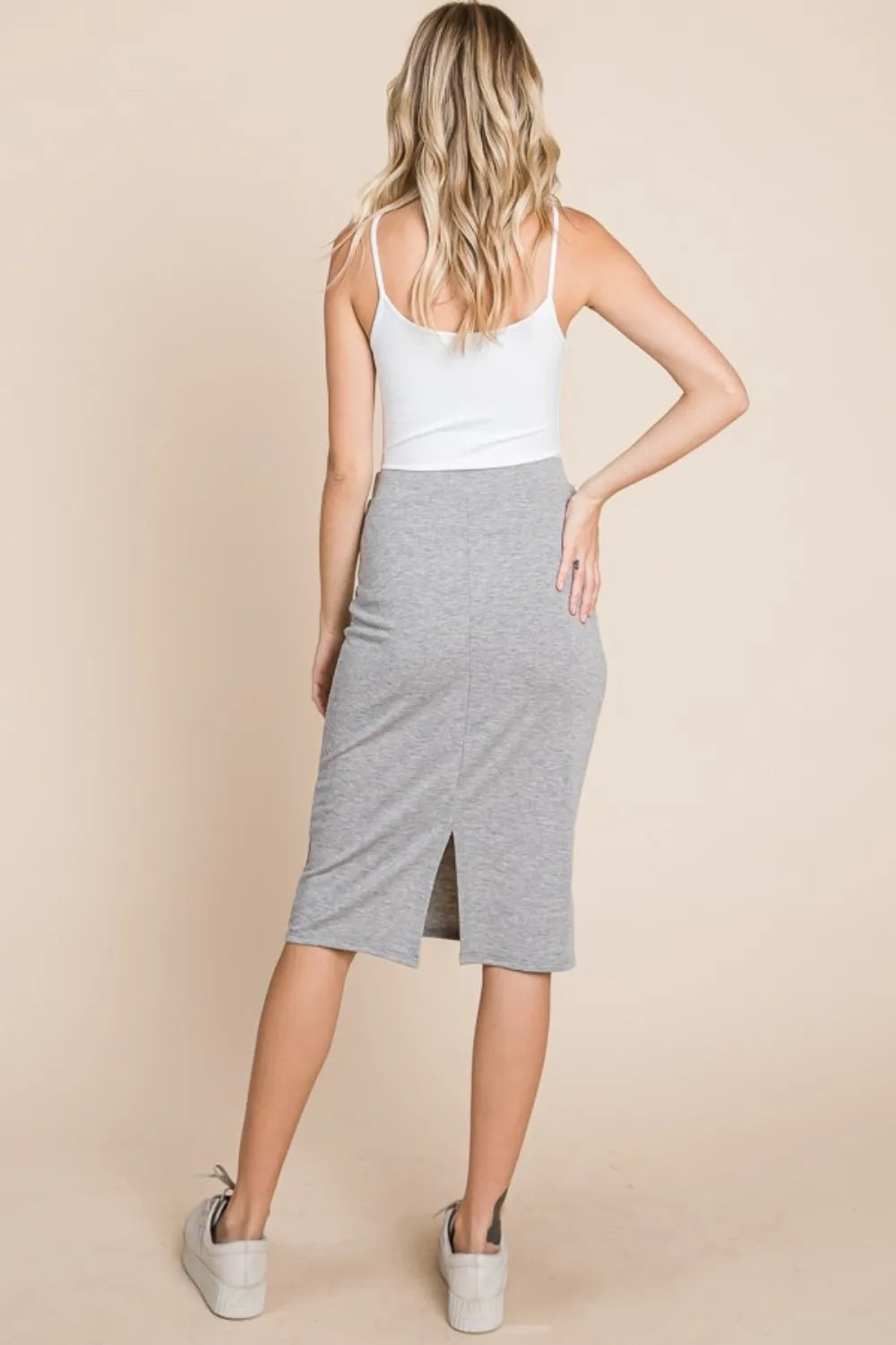 BOMBOM Elastic Waist Pencil Skirt - Fashorio