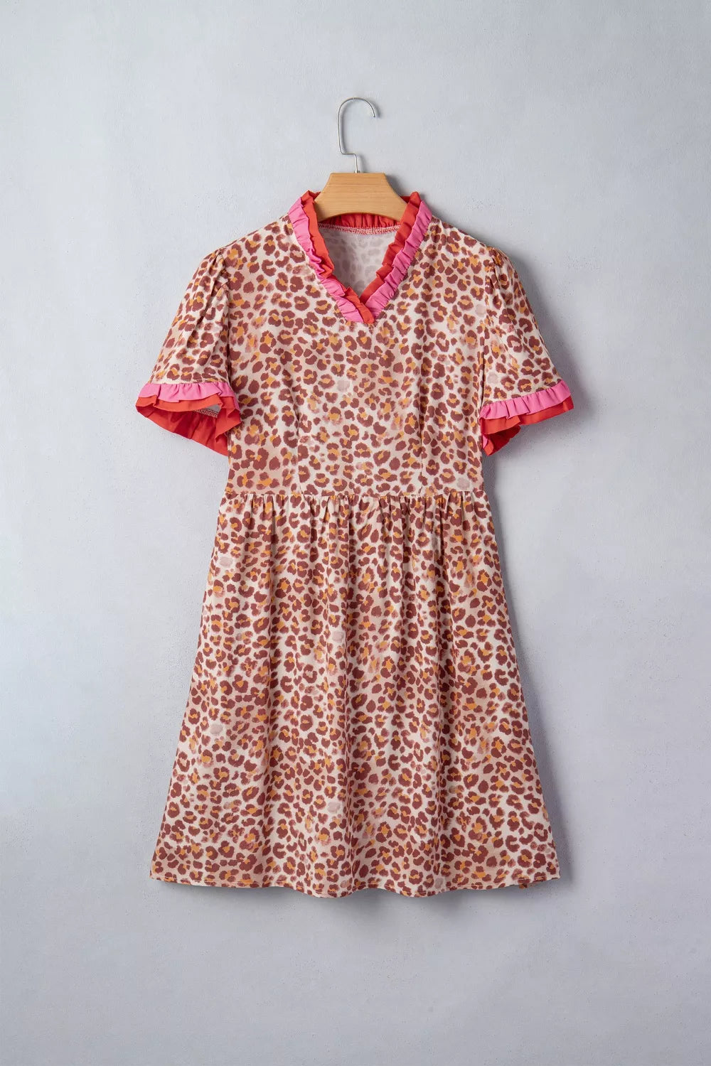 Leopard print short dress high waist detail