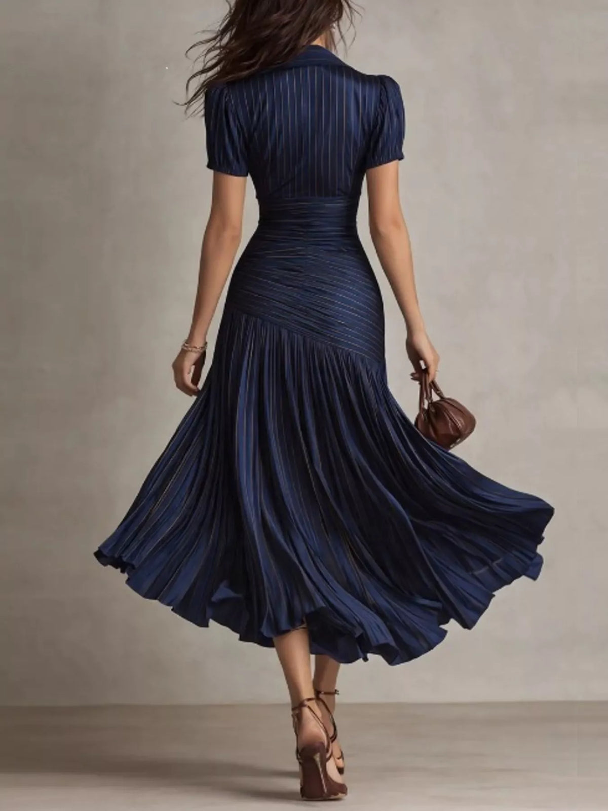 Close up of the pleating and ruched body detail