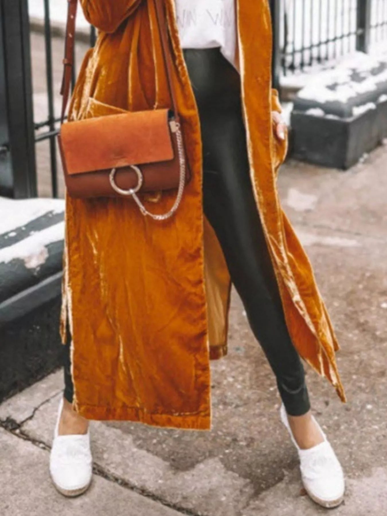 Open Front Long Sleeve Longline Cardigan - Fashorio