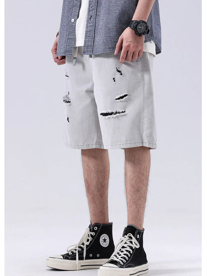 Men's Distressed Loose Fit Denim Shorts - Fashorio