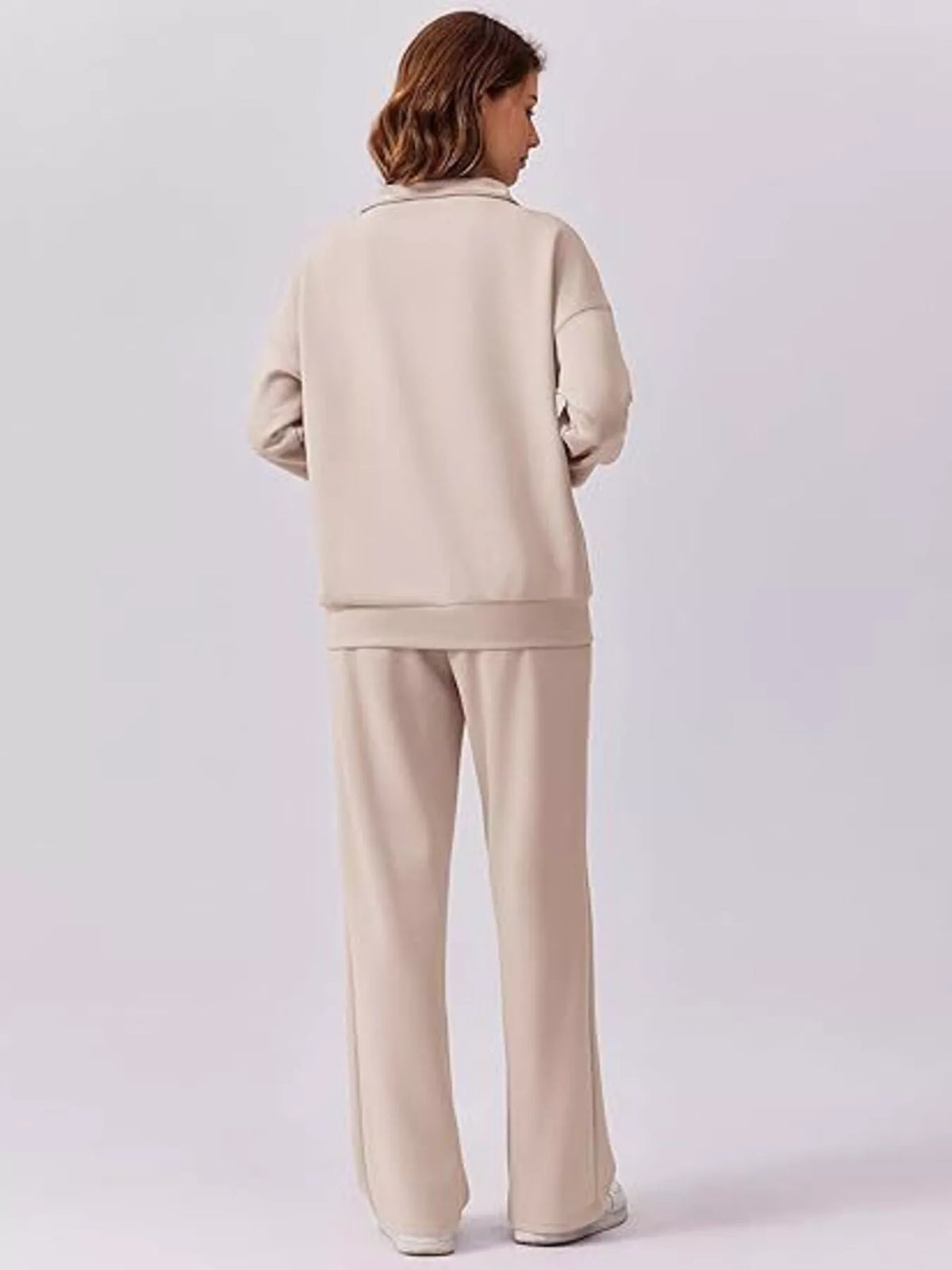 Two piece set quarter zip neckline detail