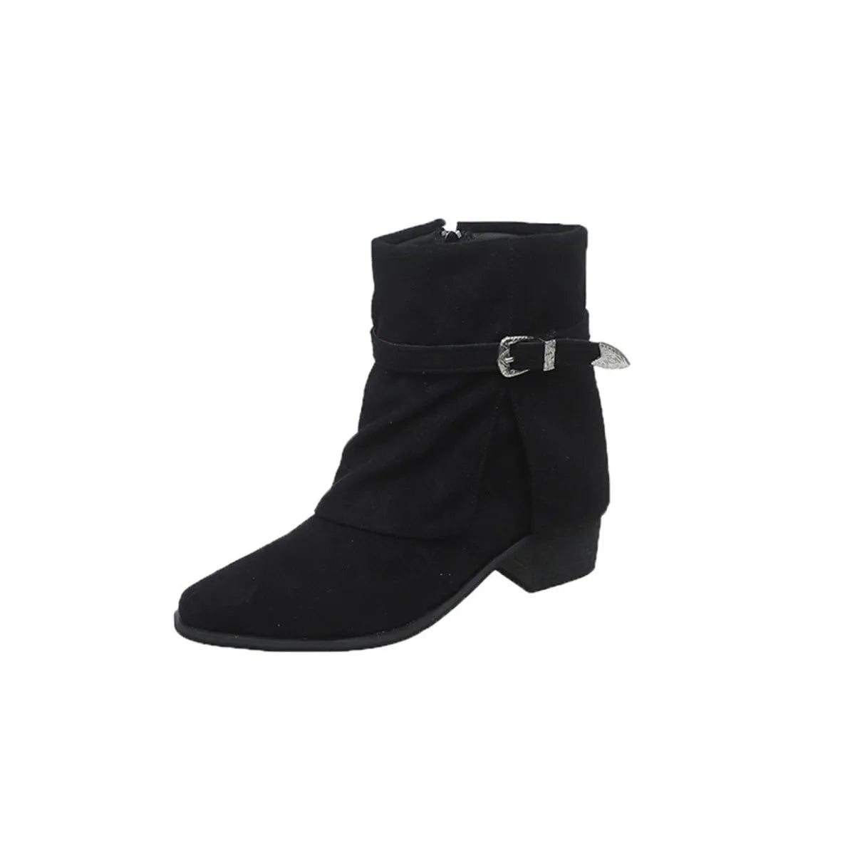 Point toe block heel boots back view