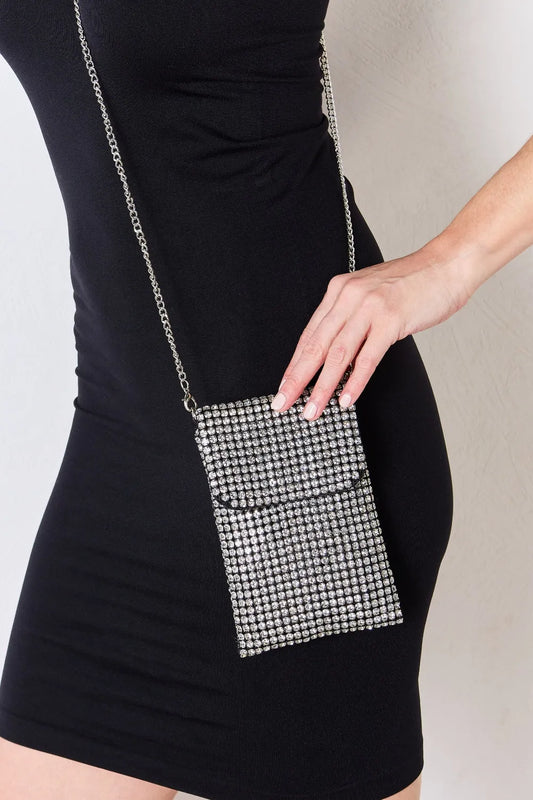 Forever Link Rhinestone Mini Crossbody Bag SILVER One Size - Fashorio