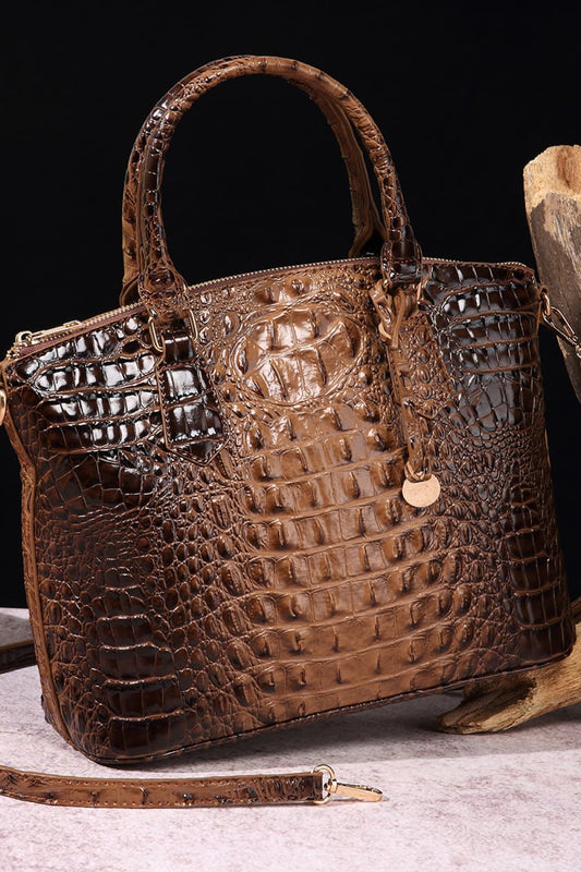 PU Leather Handbag Taupe One Size - Fashorio