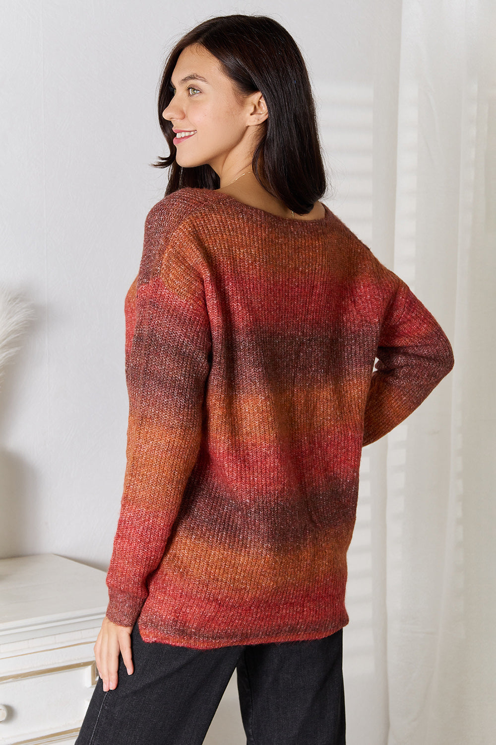 Angel Wings Gradient V-Neck Sweater - Fashorio