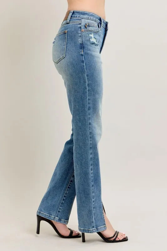 Judy Blue high waist straight jeans fit view