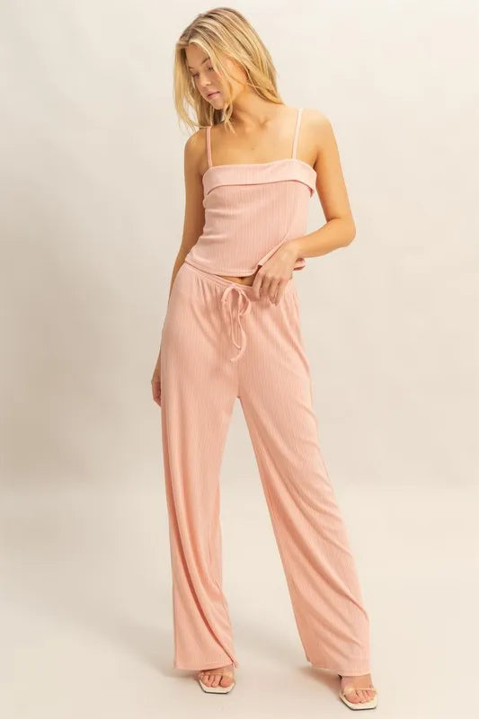 HYFVE Rib Knit Cami Top and Pants Set - Fashorio