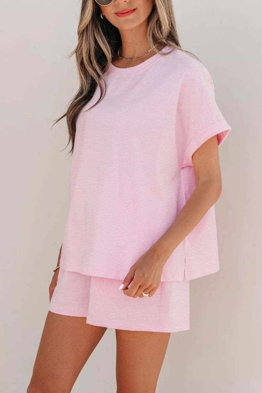 Oversized striped tee detail view