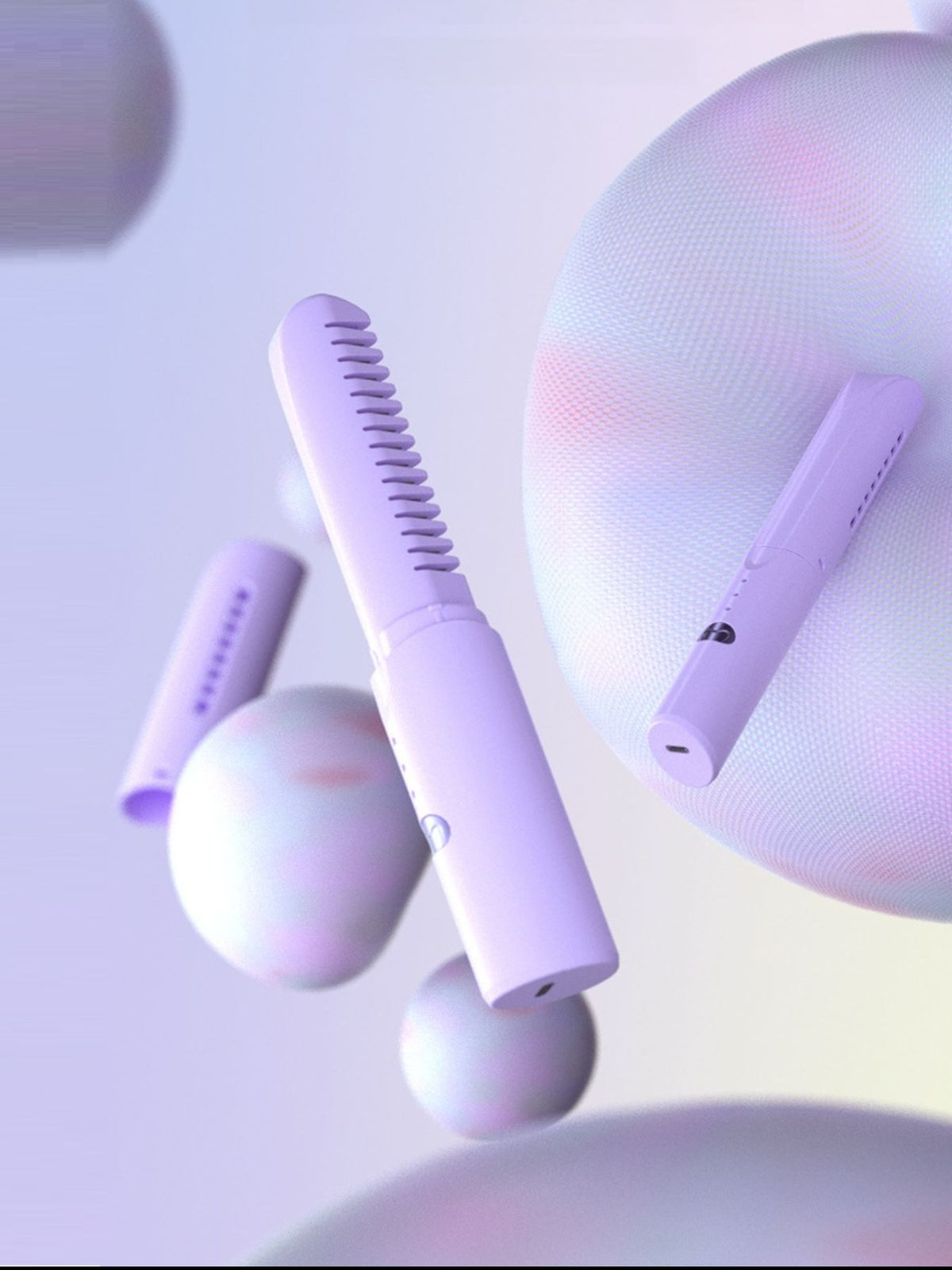 Heated straightening comb teeth close up