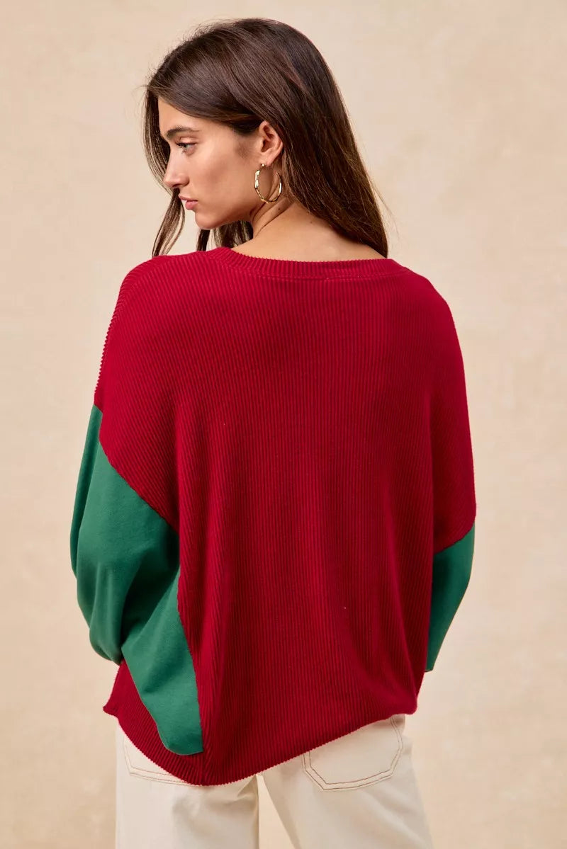Embroidered Christmas Tree Sweater in Red view 14
