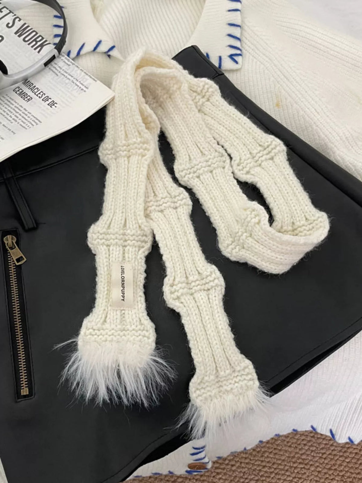 Plush trim scarf finished look