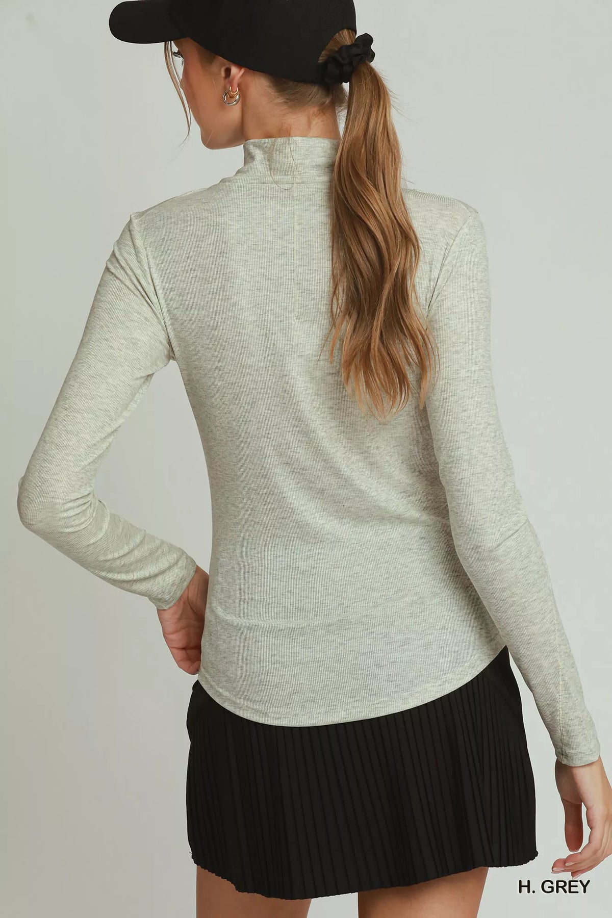 Close up of the ruching detail on the long sleeve top