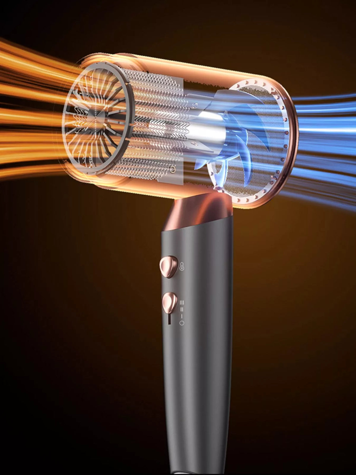 Hair dryer handle and speed controls