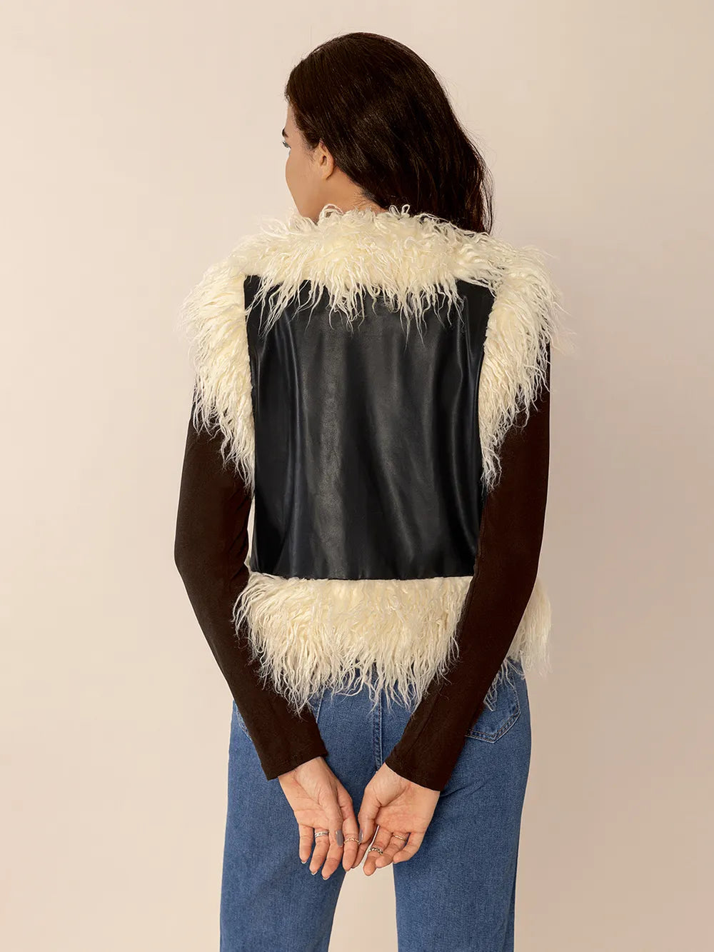 Tied Fringe Contrast Vest - Fashorio