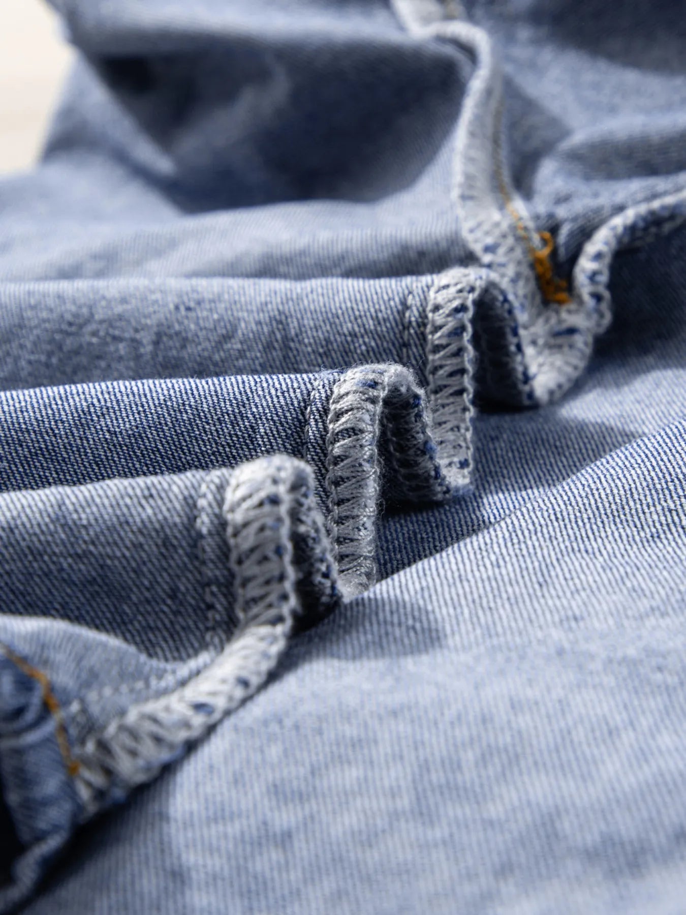 3/4 Sleeve Ruffled Patched Pocket Denim Blouse - Fashorio