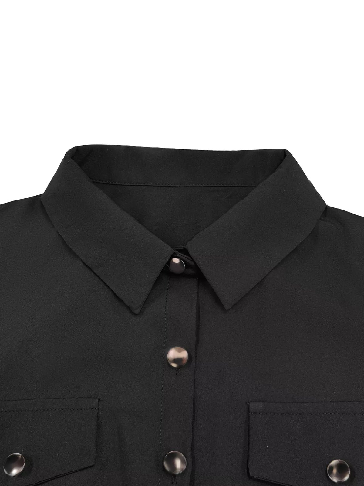 black button front long sleeve maxi dress back view