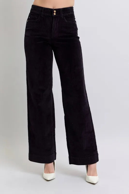 Judy Blue Full Size High Waist Corduroy Trouser Wide Plus Size - Fashorio