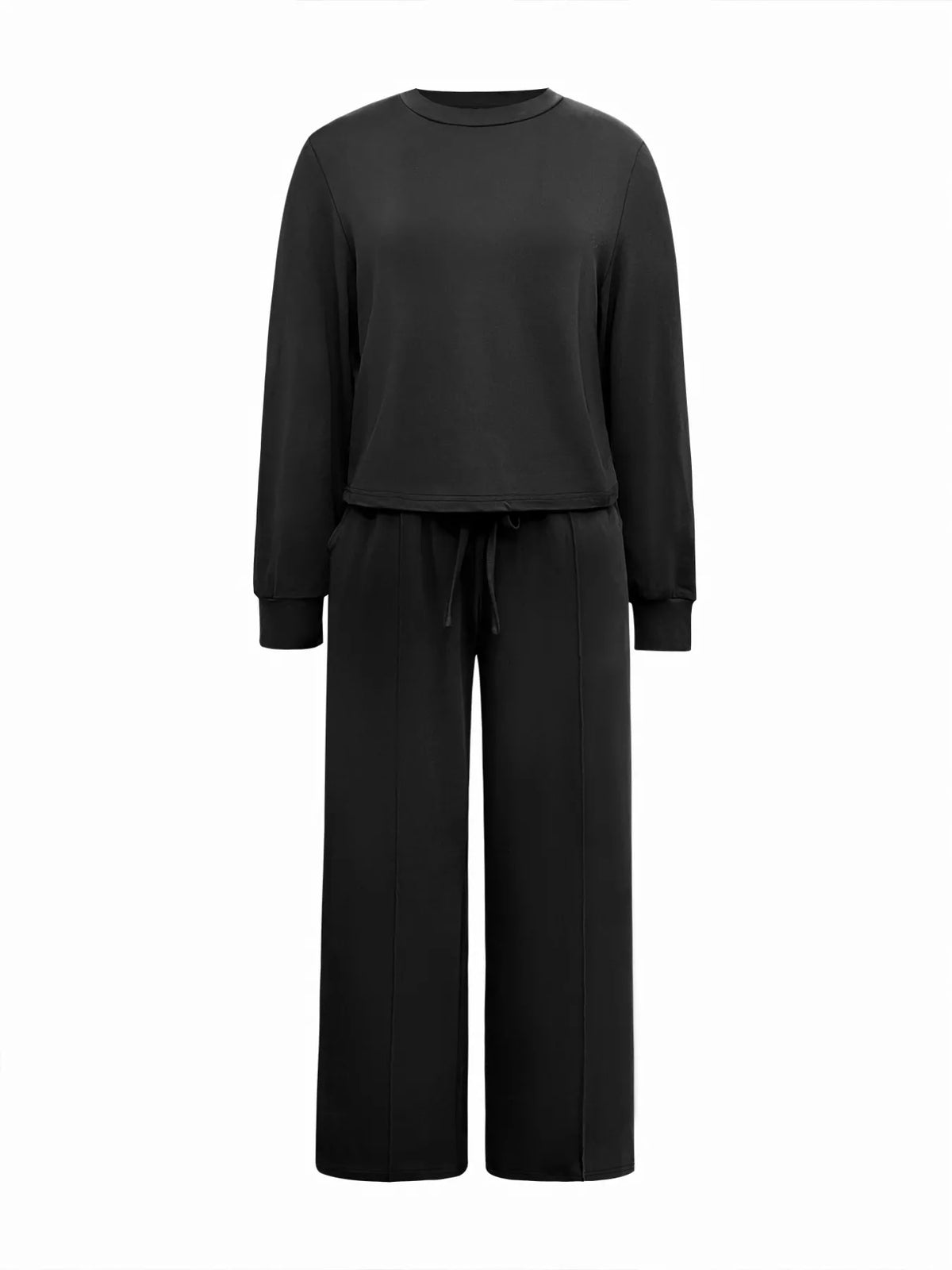 Long sleeve top and pants set fabric detail