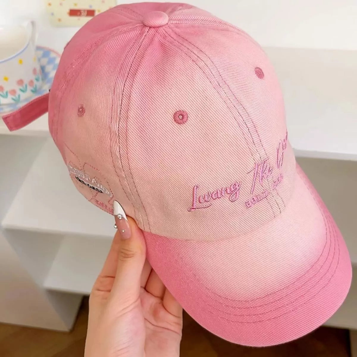 Gradient cotton baseball cap shown from the side