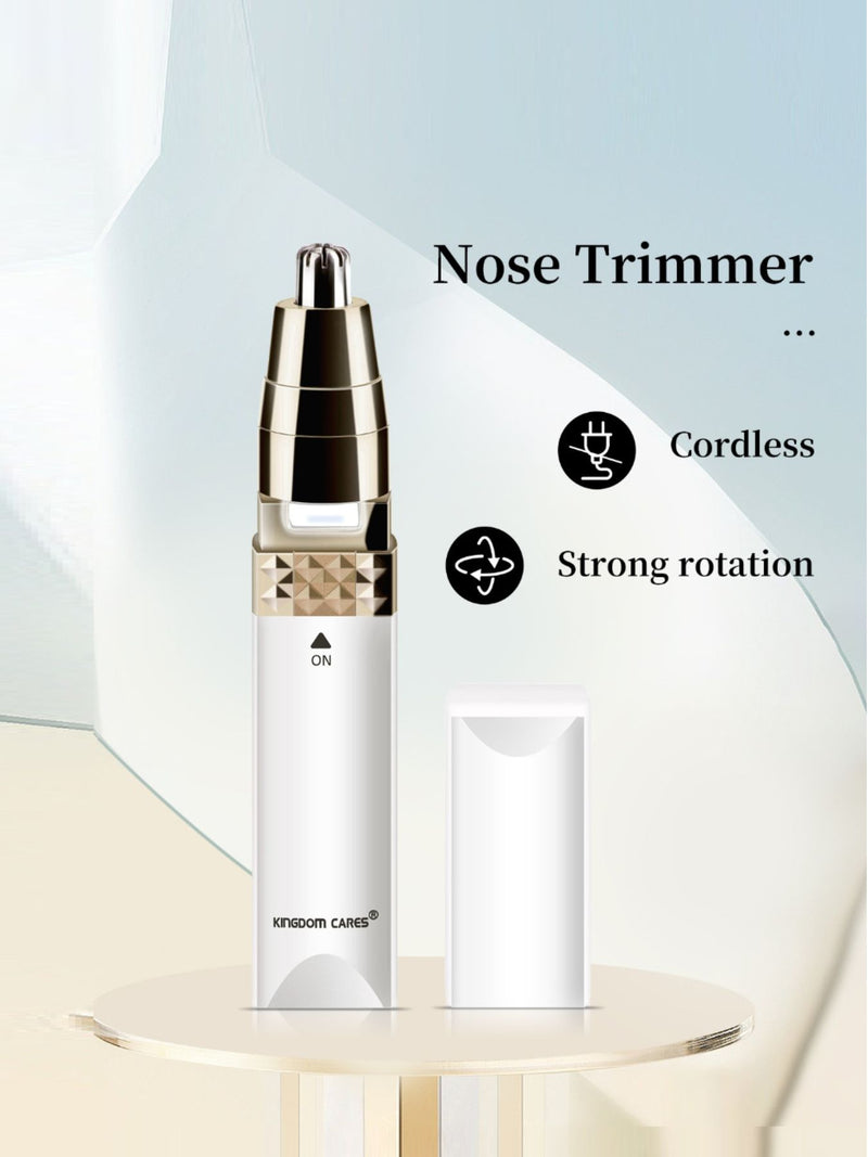 White portable nose hair trimmer full view