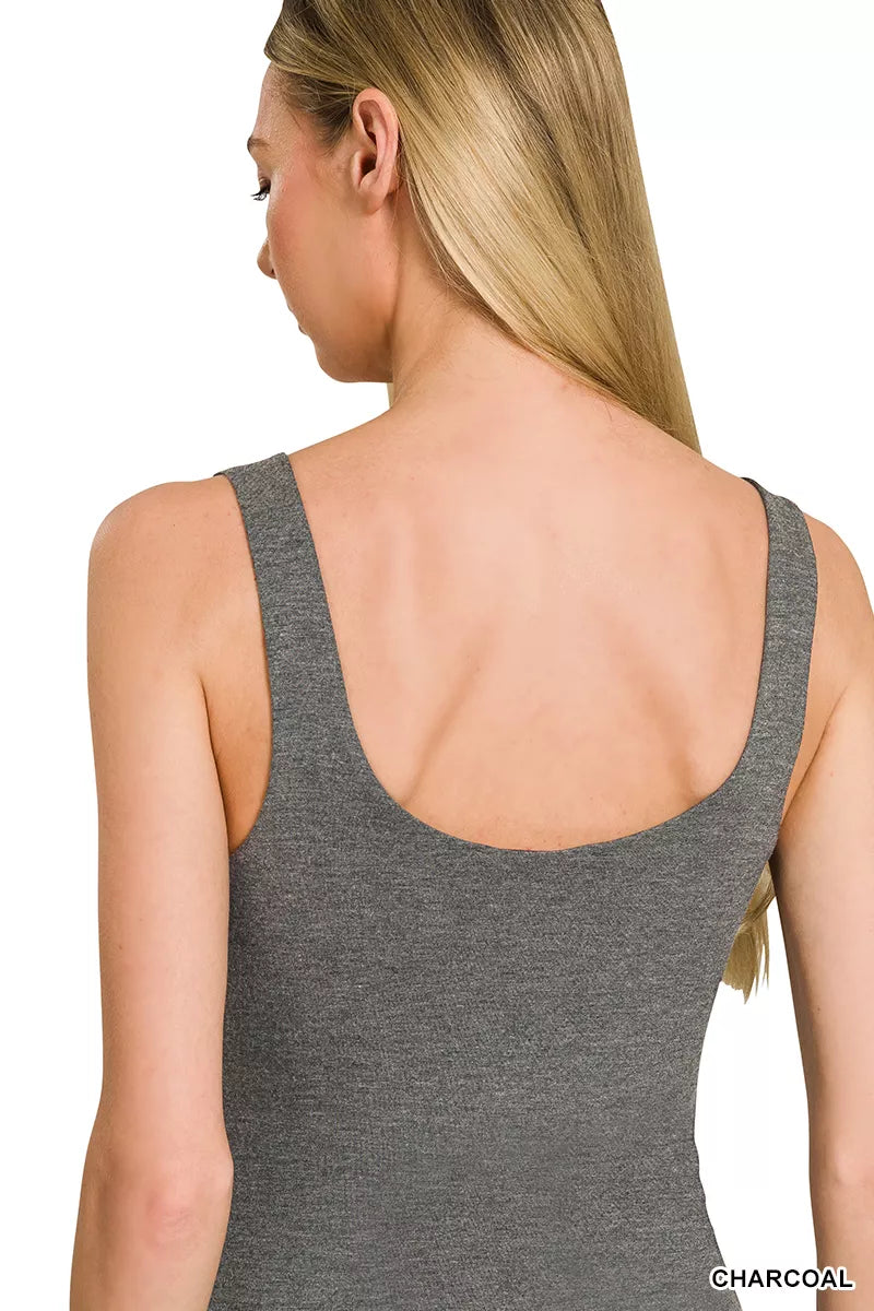 Zenana Double Layered Scoop Tank Top side view