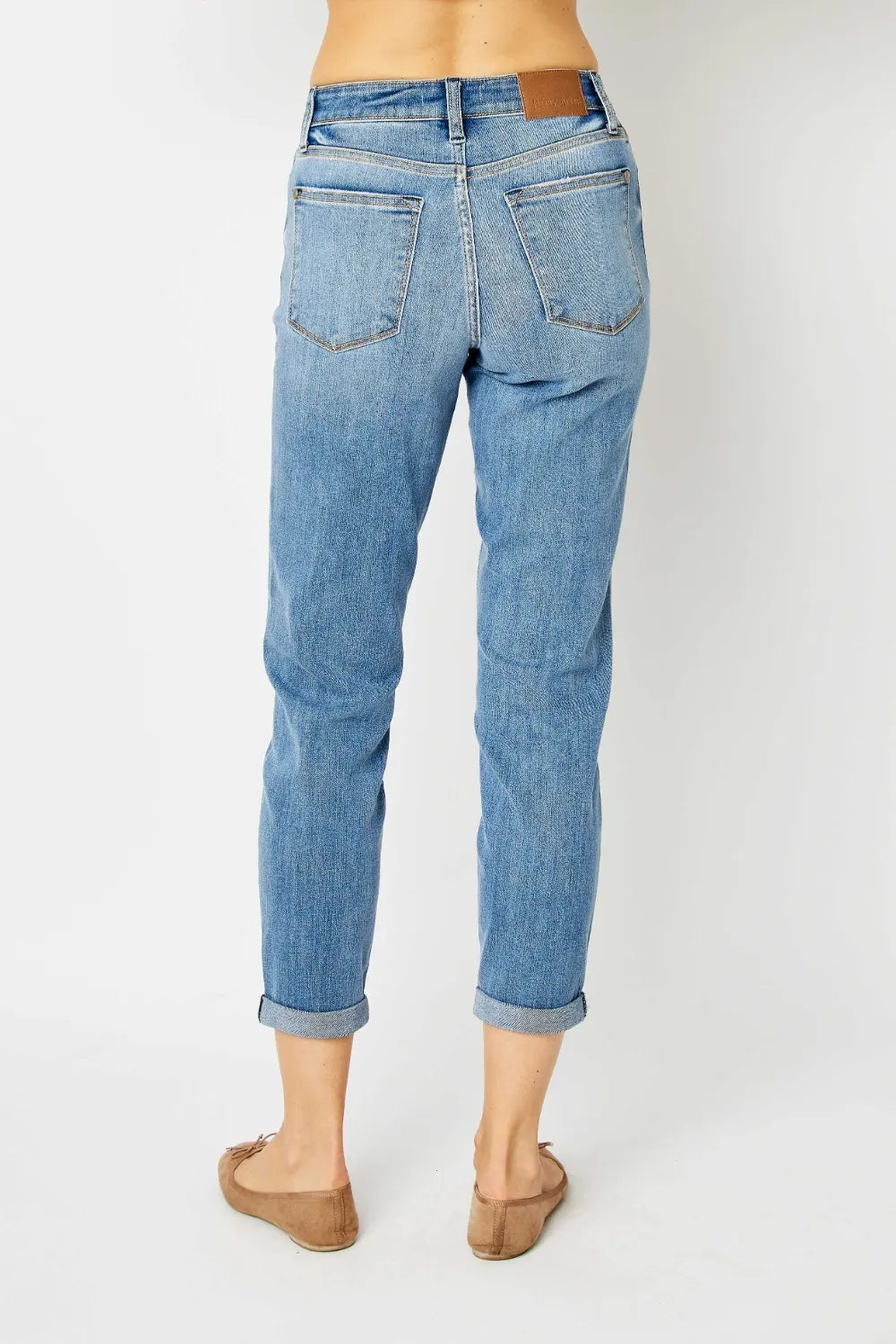 Judy Blue Plus Size Cuffed Hem Slim Jeans – Stretch Denim - Fashorio