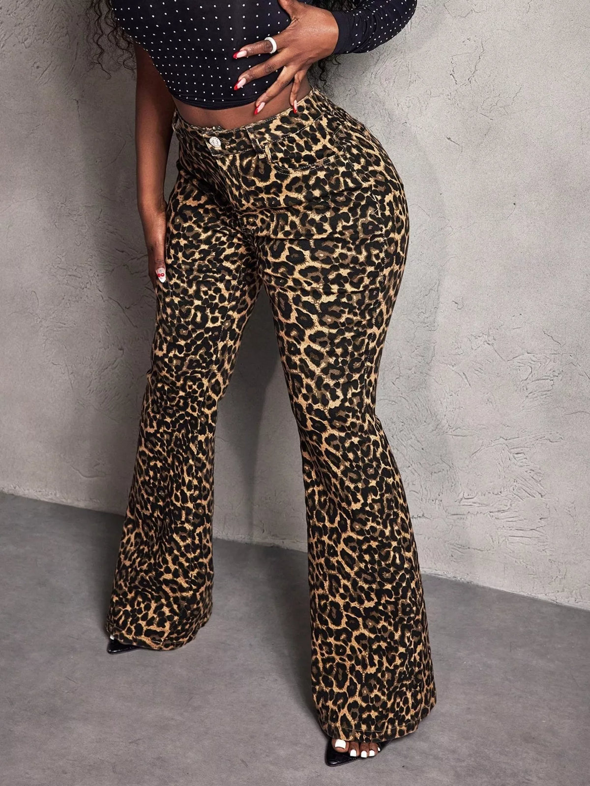 Leopard print wide leg pants full length styling
