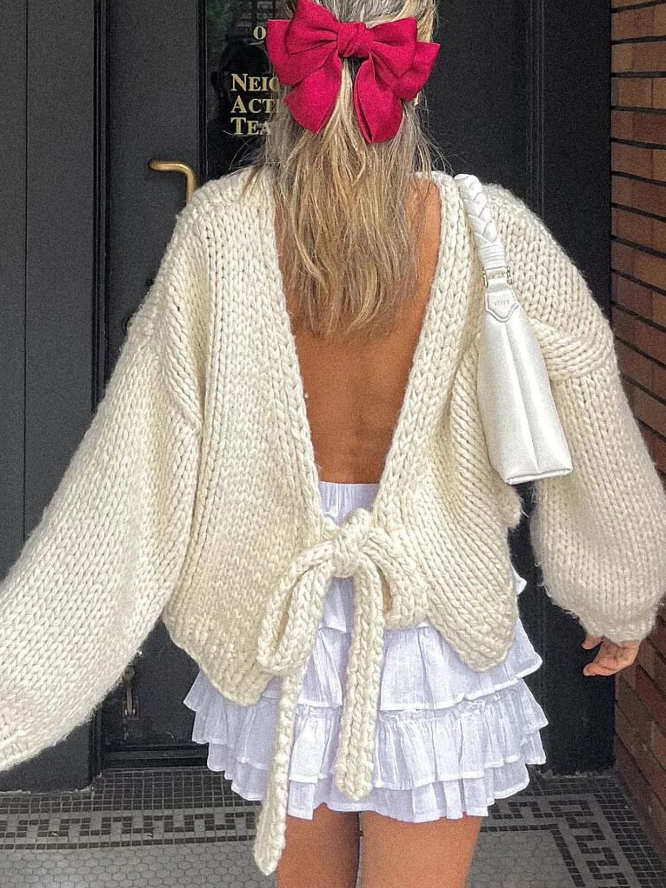 Tied Drop Shoulder Cardigan - Fashorio