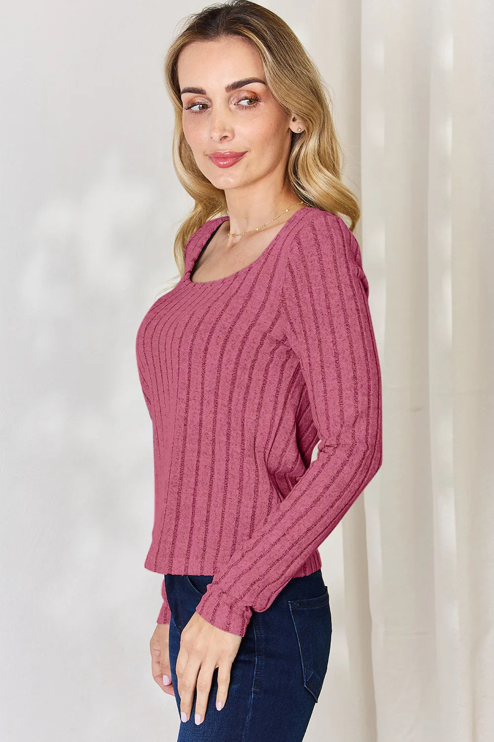 Basic Bae Ribbed Long Sleeve Top, view 31