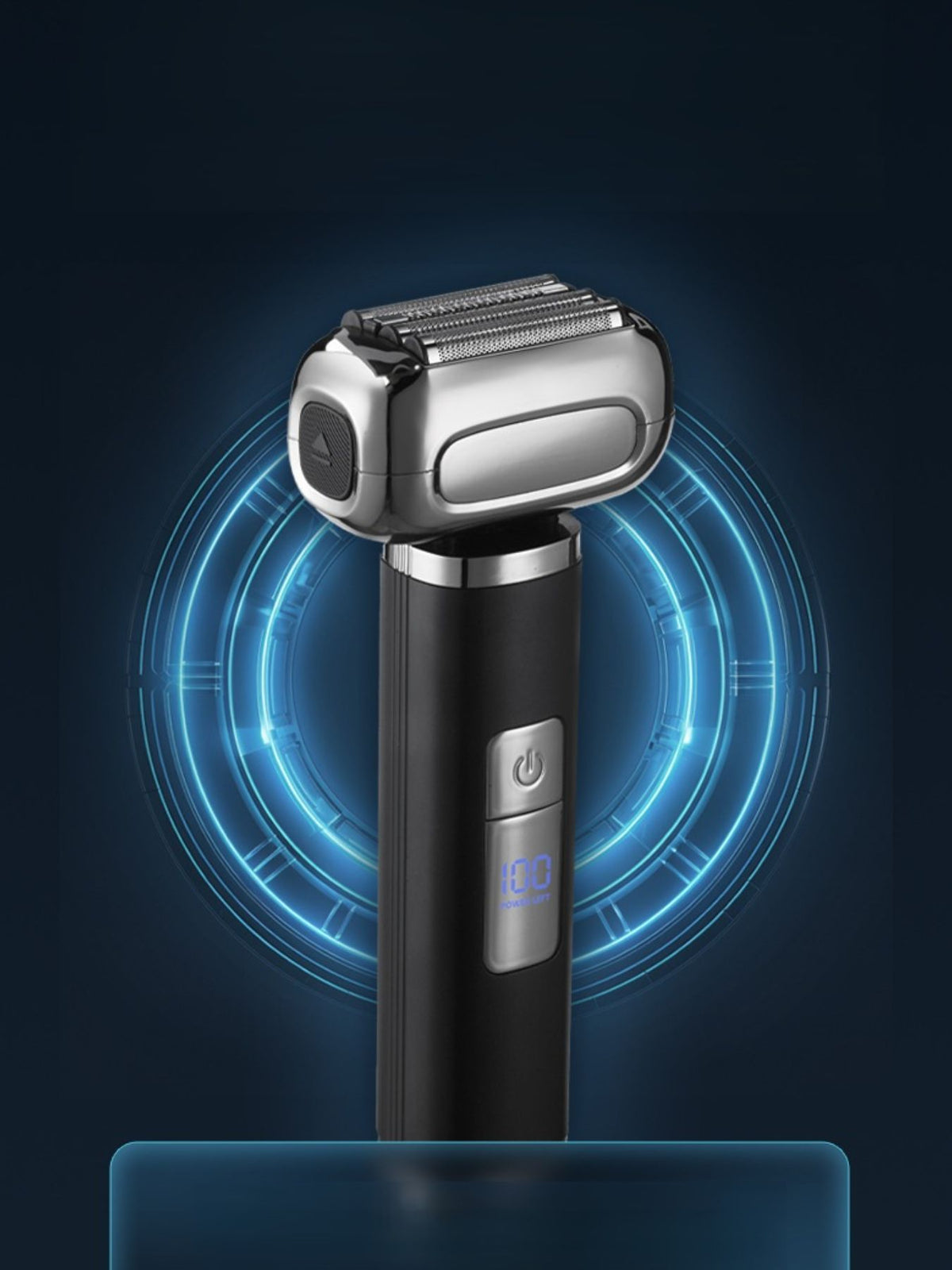 Electric shaver held in hand