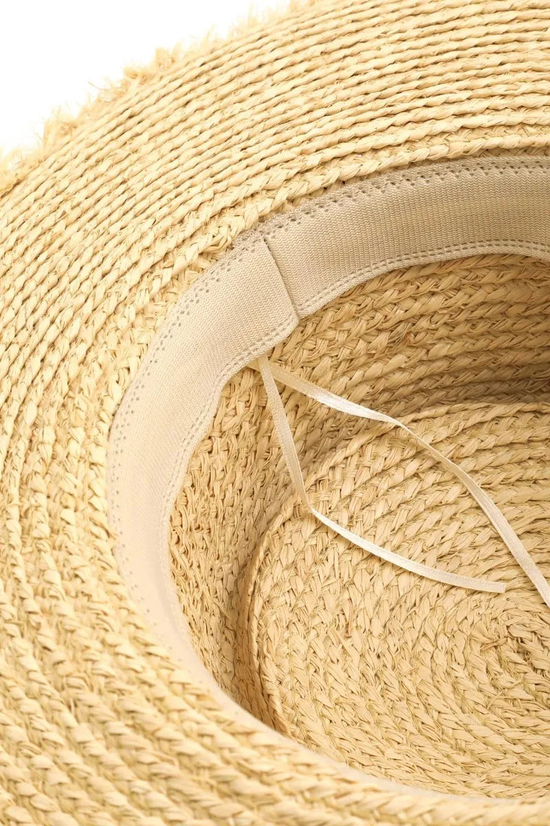 Fame Basket Weave Straw Sun Hat - Fashorio