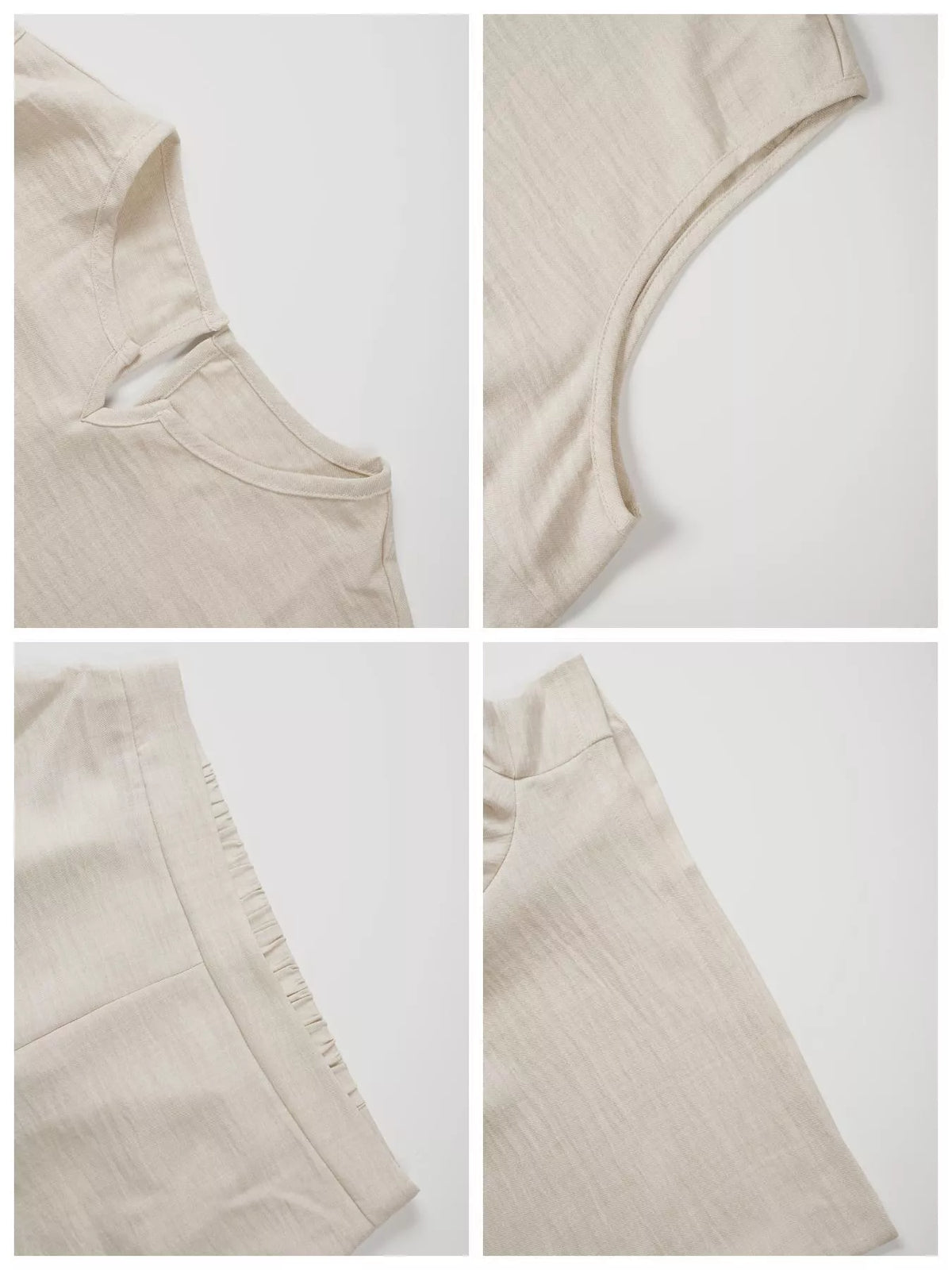 Beige Sleeveless Top and Shorts Set, view 6