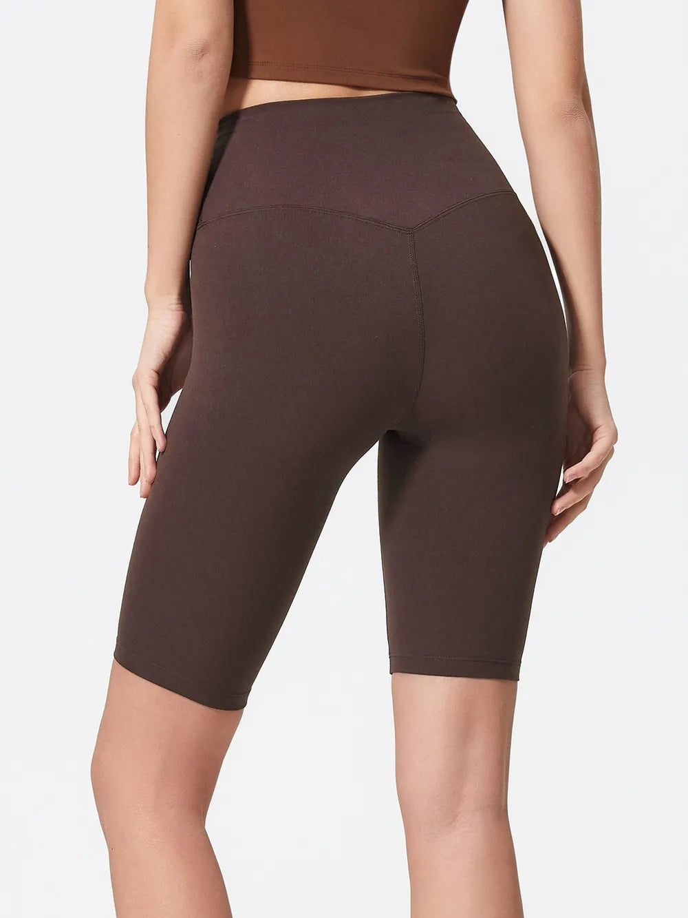 high rise wide waistband active shorts back view