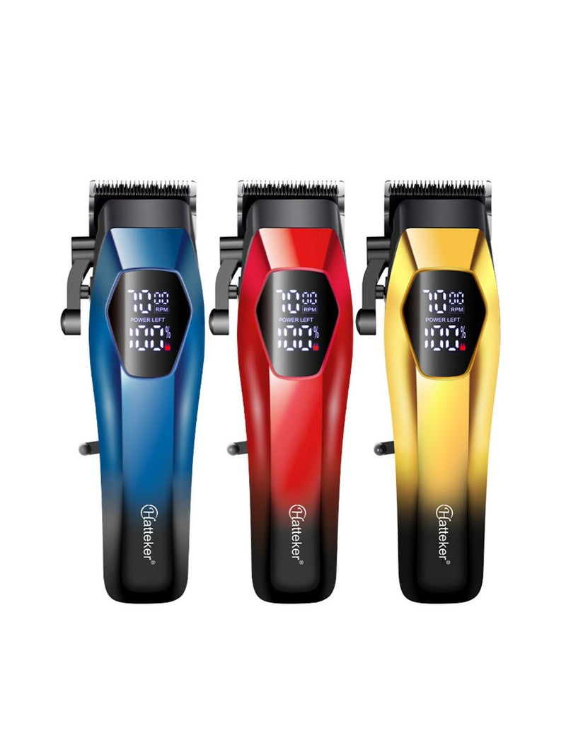 Blue cordless hair clipper with LED display